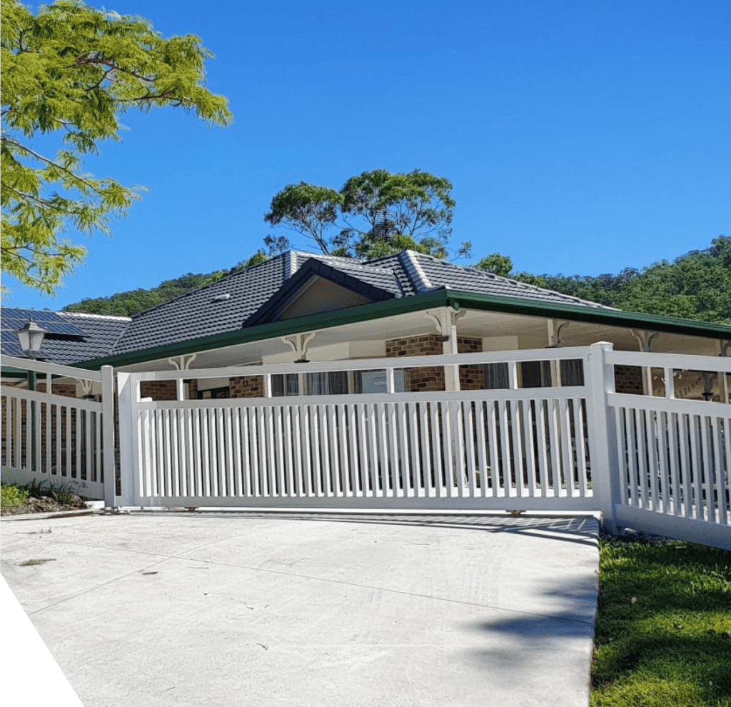 White automatic sliding gate gold coast