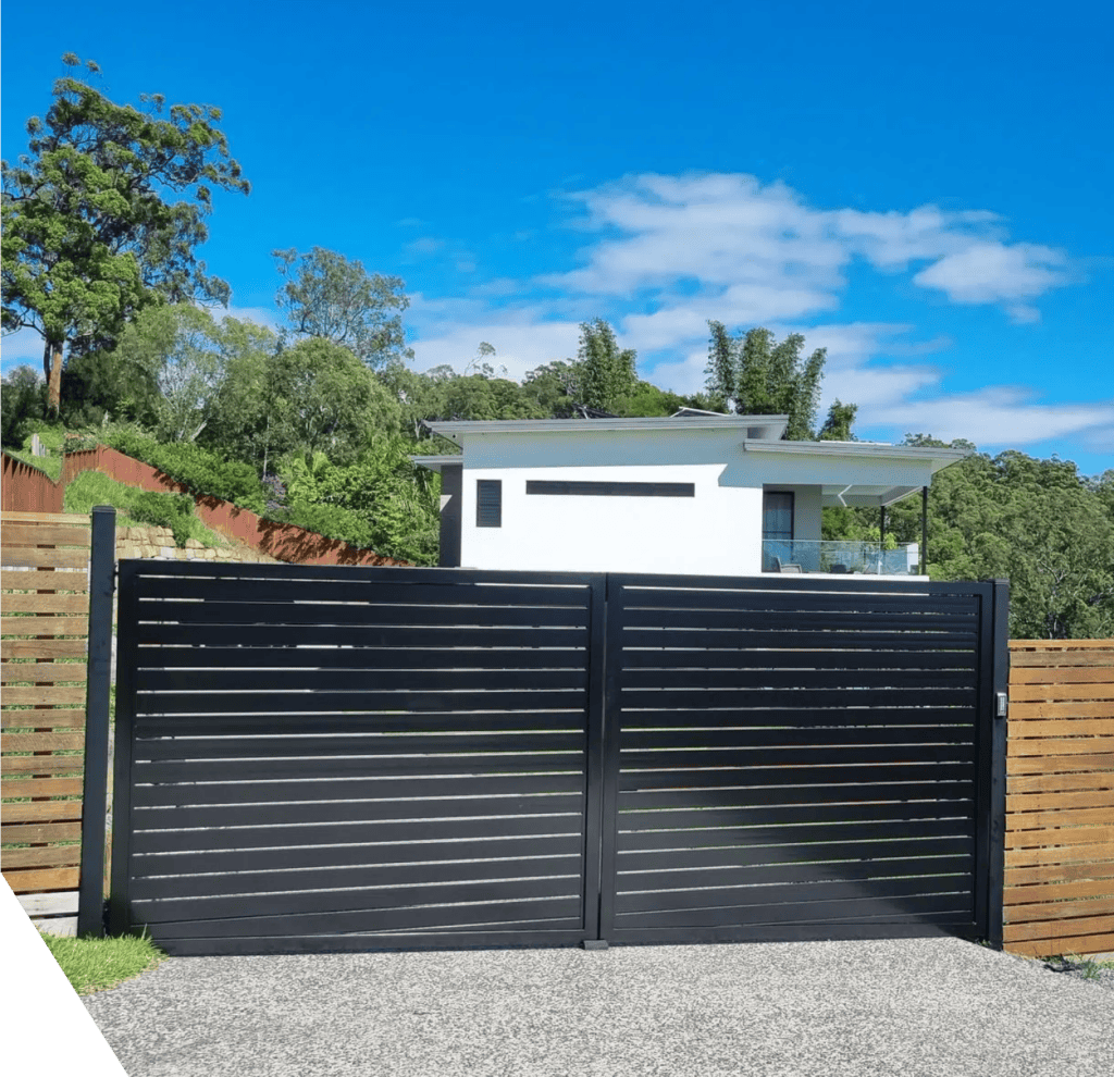 Black double swing gate gold coast